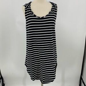 Bobbi Striped Hooded tunic/coverup Medium